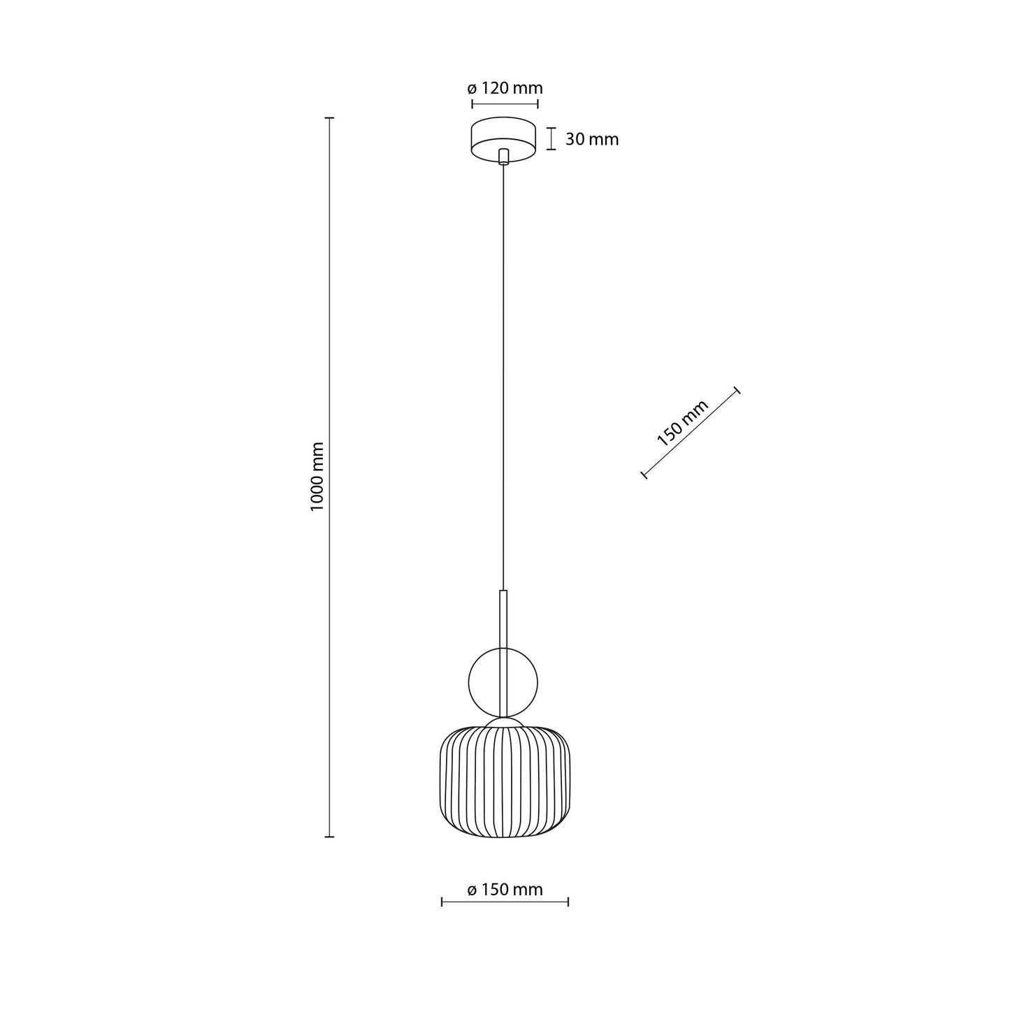 SOPHIA Ribbed Glass Pendant Light for Kitchen Island, Dining Room & Contemporary Interiors