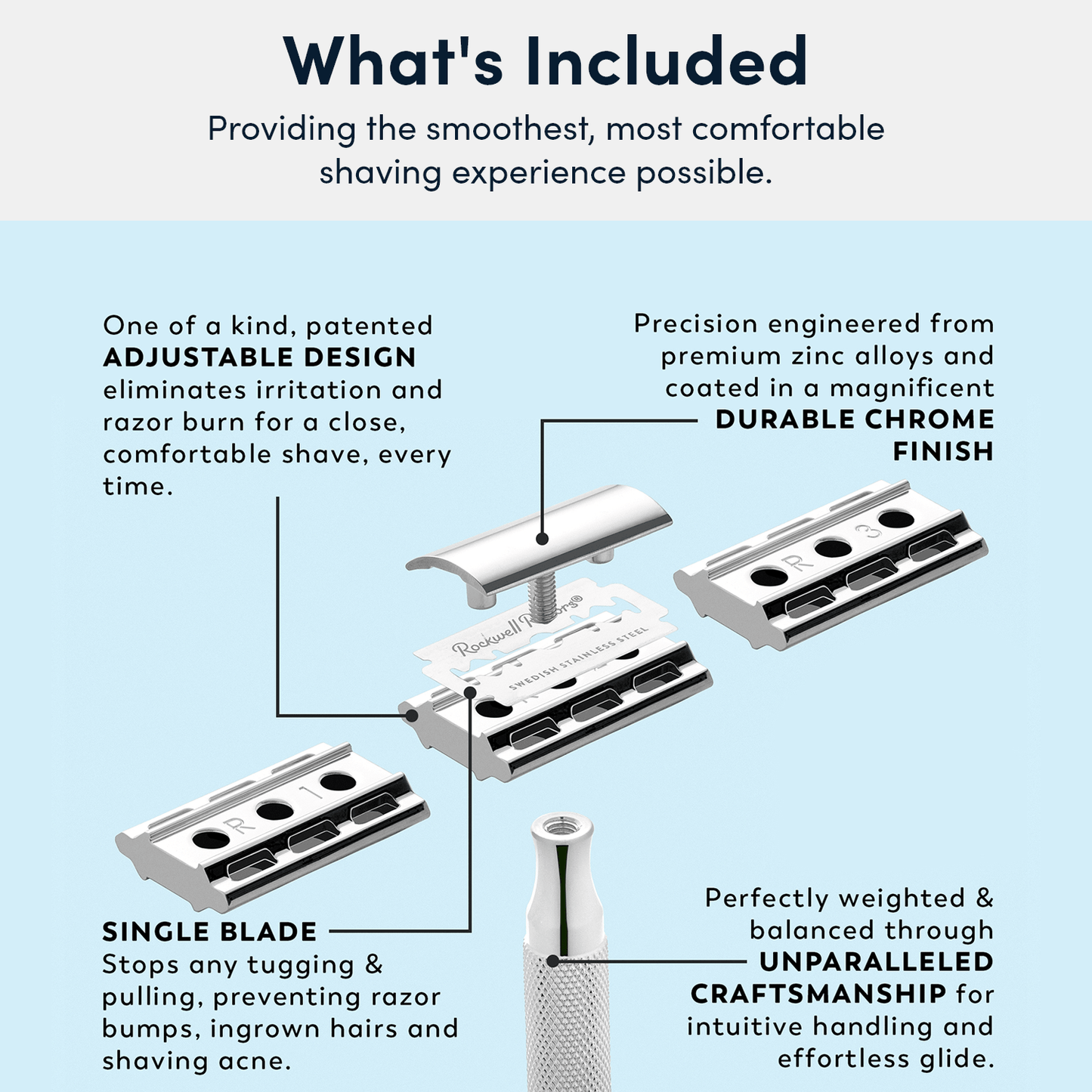 Rockwell 6C Adjustable Safety Razor - Gunmetal Chrome (Beginner Friendly)