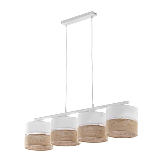 Linobianco 4-Light Linear Pendant with Linen & Jute Shades for Kitchen Island & Dining Table - AURABAGS SHOP