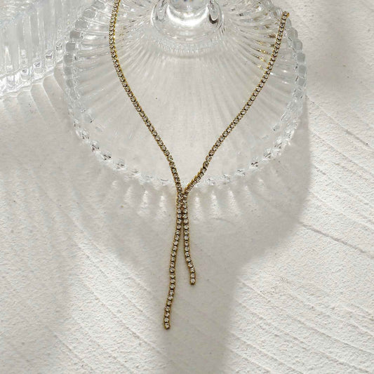 DIANA Pavรฉ Zirconia String Chain Necklace with a Lariat Detail