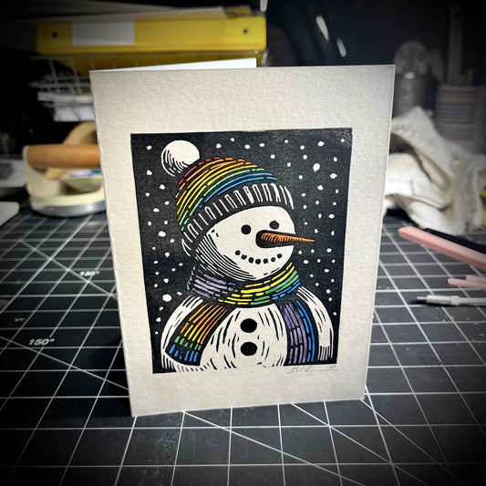 Frosty's Gay Apparel Holiday Card | LINOCUT CARD