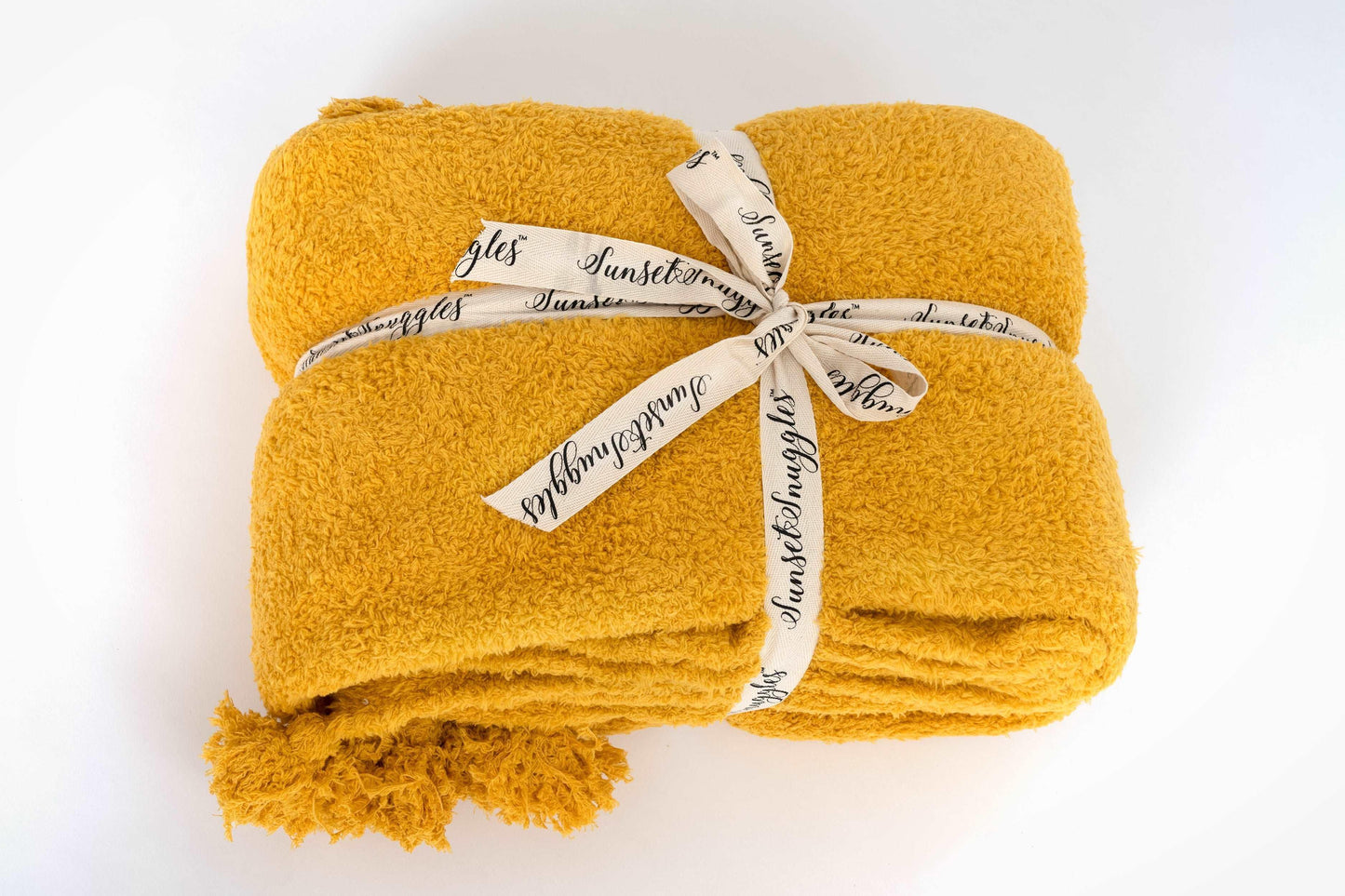 Spicy Mustard Tassel Throw Blanket