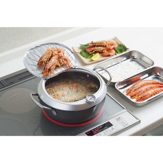 Yoshikawa GOGI Tempura Pot 24cm – With stainless‑Steel Drip Lid