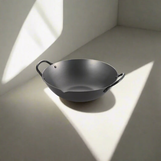 Yoshikawa Cook-Pal Ren Series Guangdong Wok 36 cm – Nitrided Carbon Steel, Round Bottom