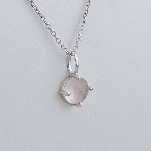 Collier en argent sterling et Quartz rose