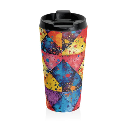 Colorful Geometric Splash Travel Mug — Stainless Steel Insulated Tumbler - AURABAGS SHOP