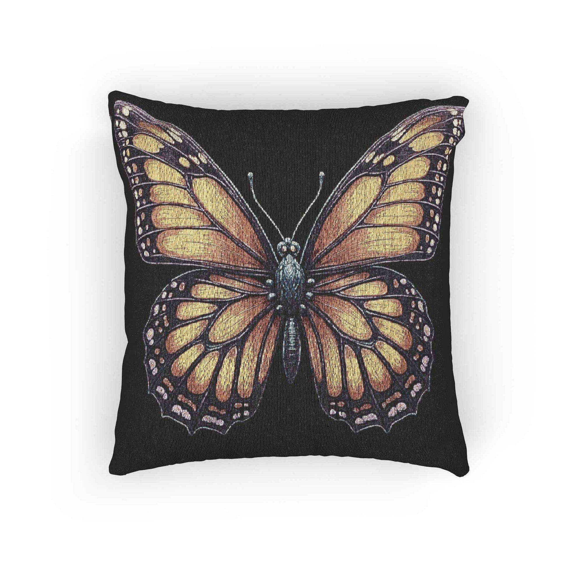 Monarch Butterfly Woven Pillow | Pixel Art Butterfly Throw Pillow