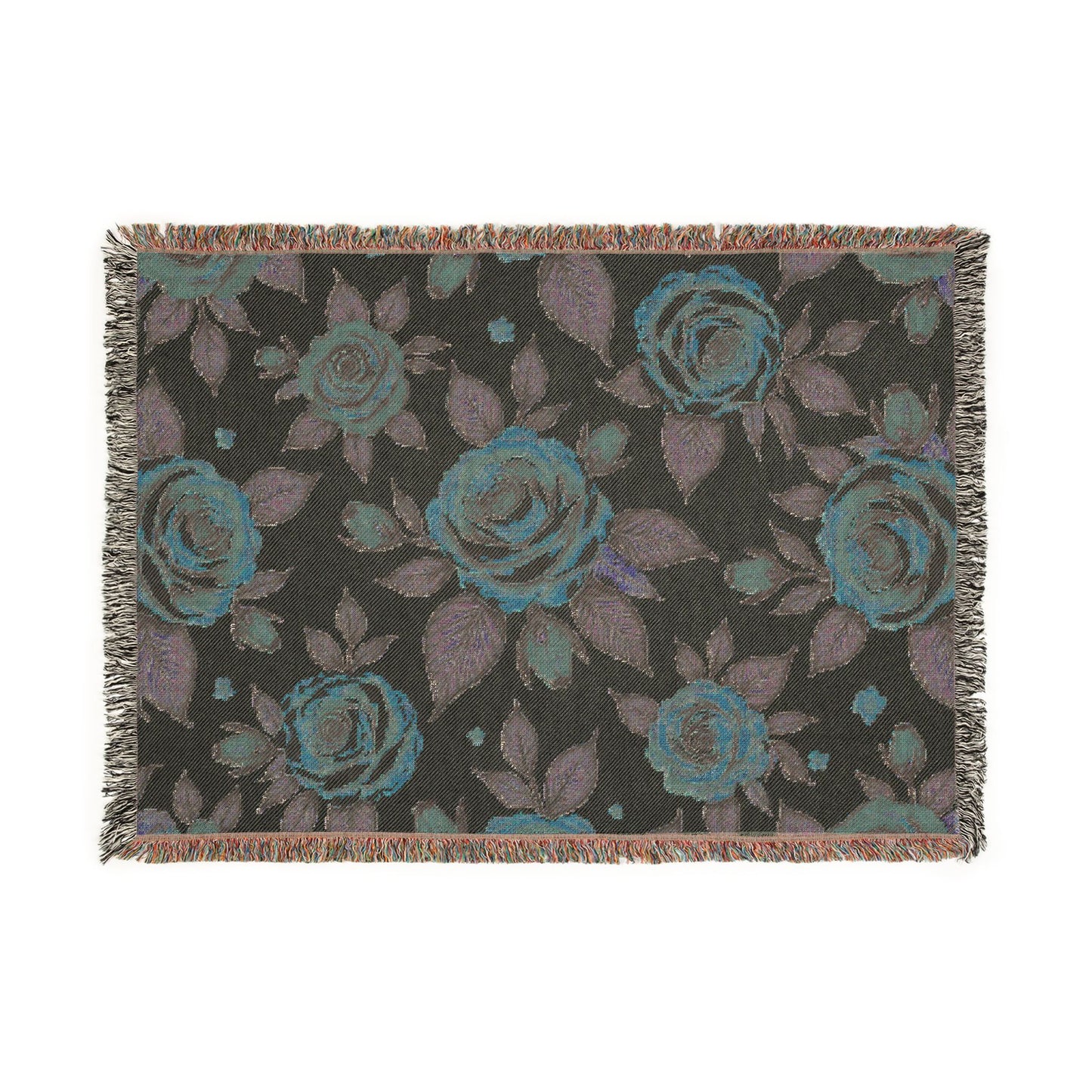 Floral Woven Blanket — Vintage Rose Throw for Living Room & Bedroom