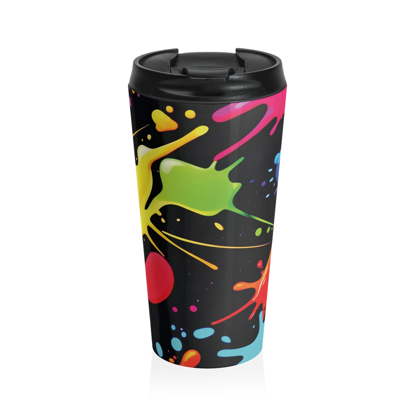 Neon Paint Splatter Stainless Steel Travel Mug | Colorful Splash Tumbler - AURABAGS SHOP