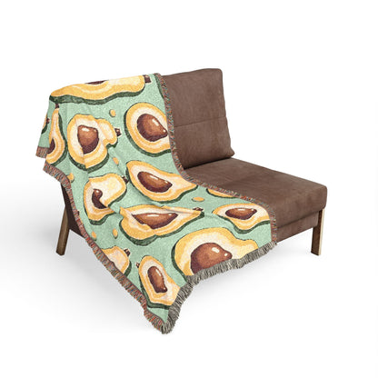 Avocado Pattern Woven Blanket – Cozy Decorative Throw for Kitchen, Living Room & Gifts