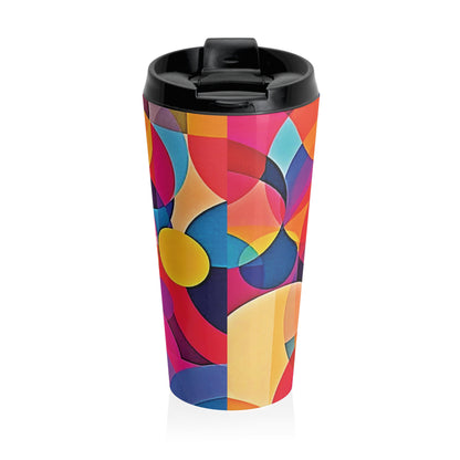 Colorful Geometric Stainless Steel Travel Mug — Modern Abstract Art Design - AURABAGS SHOP