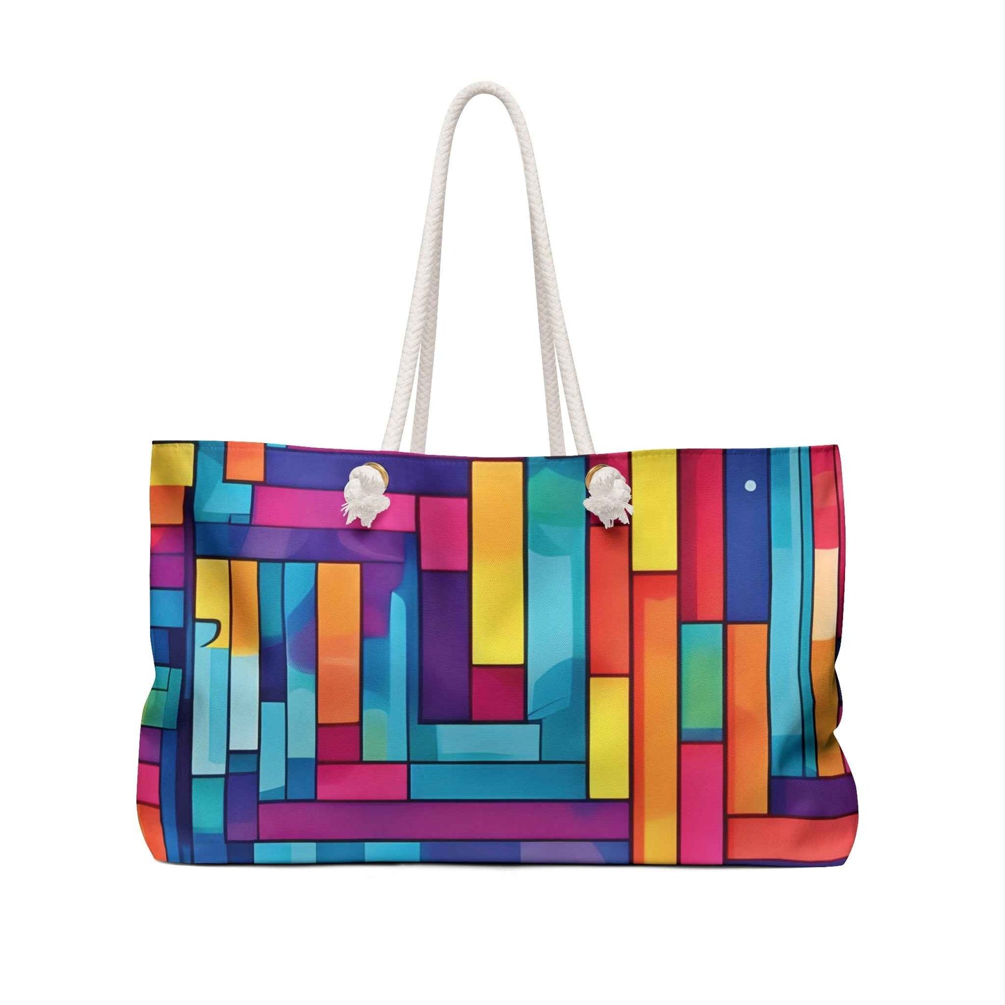 Colorful Geometric Stained Glass Pattern Weekender Bag | Rainbow Travel Tote | Mom Gifts