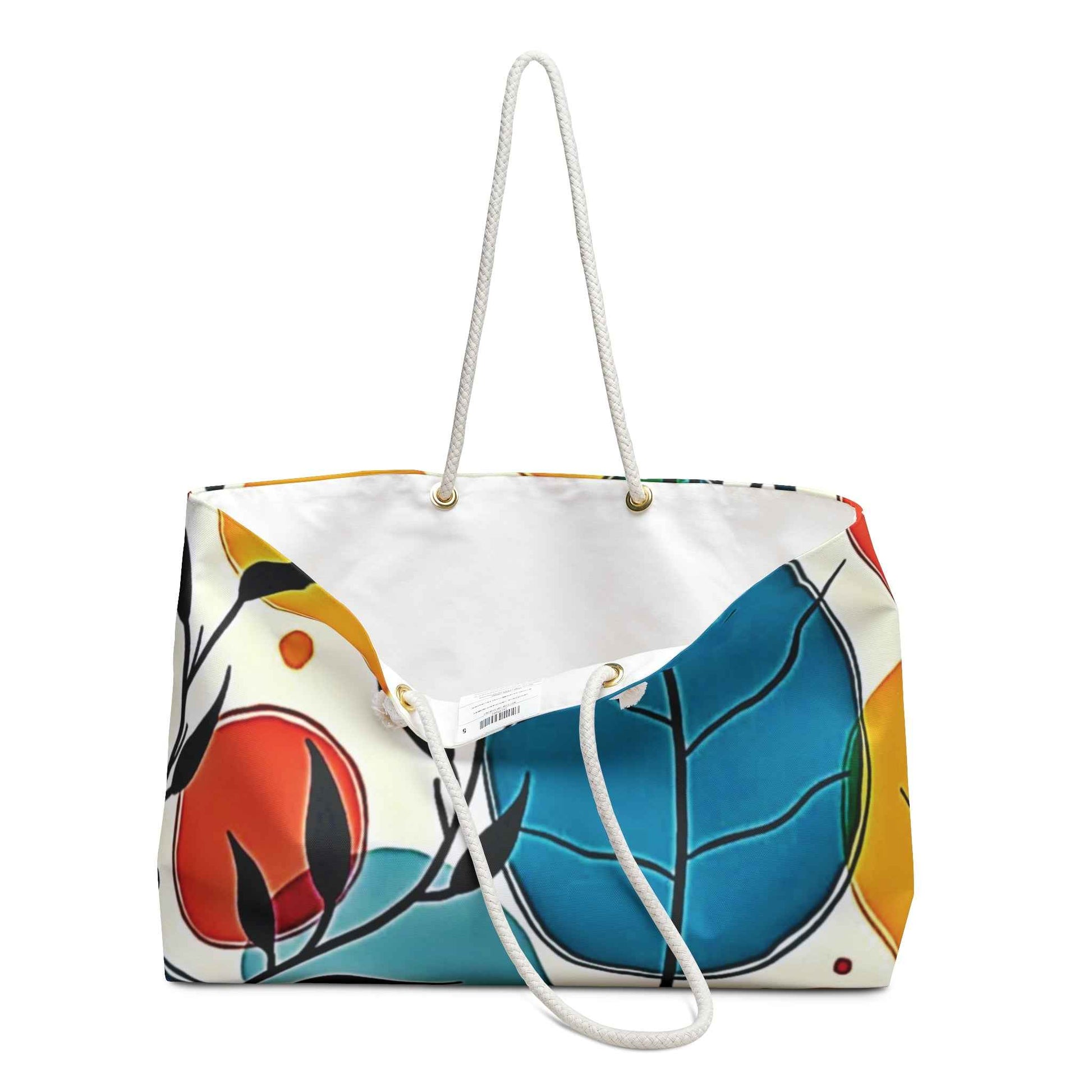 Colorful Abstract Leaves Weekender Bag | Teal Red Yellow Botanical Pattern |Large Tote Bag | Mom Weekender Bag | Busy Mom Bag