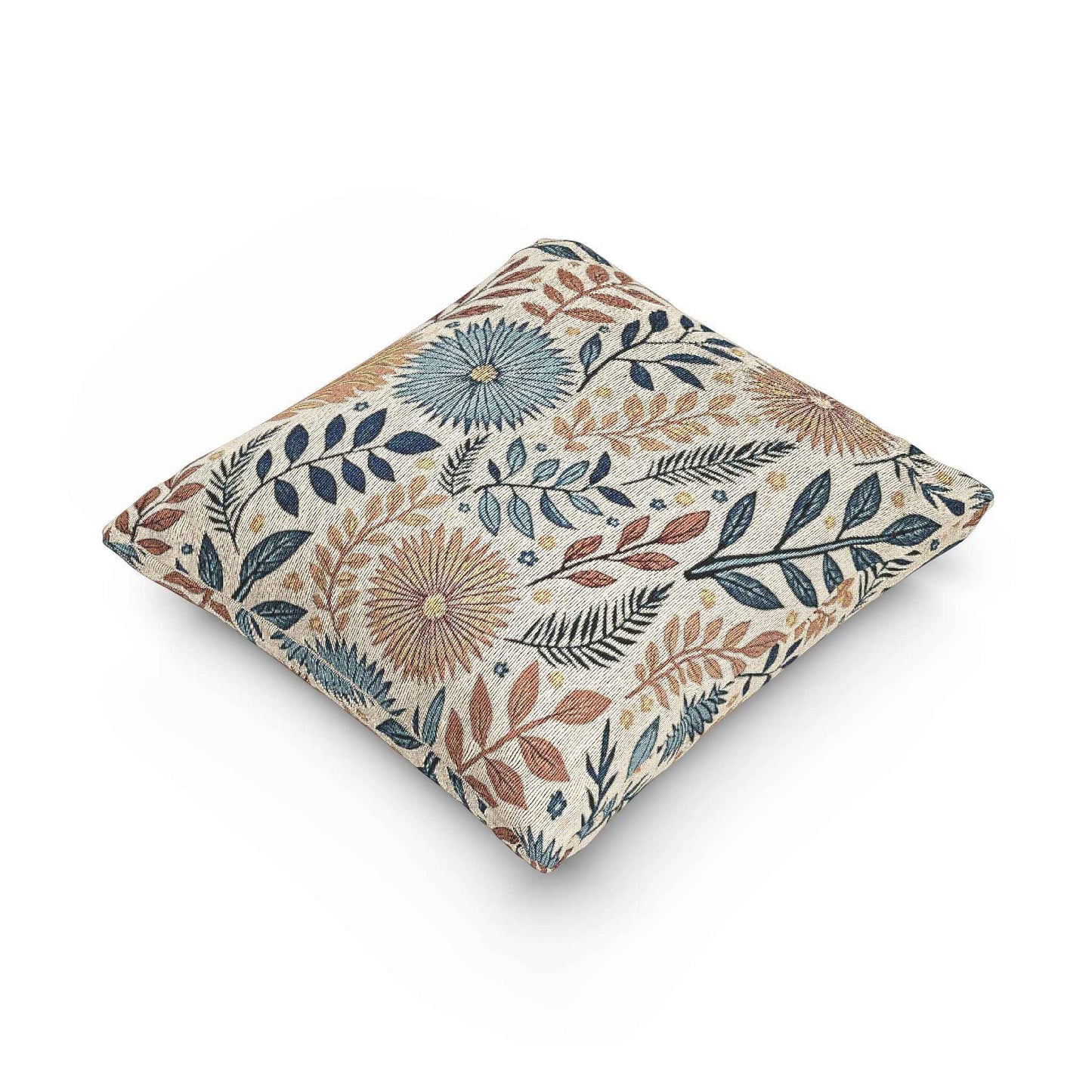 Boho Floral Woven Pillow | Textured Daisy Leaves Decorative Throw Pillow