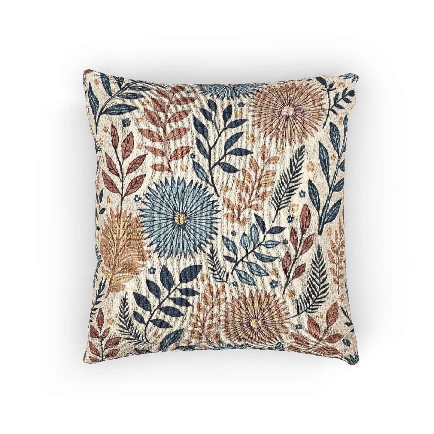 Boho Floral Woven Pillow | Textured Daisy Leaves Decorative Throw Pillow
