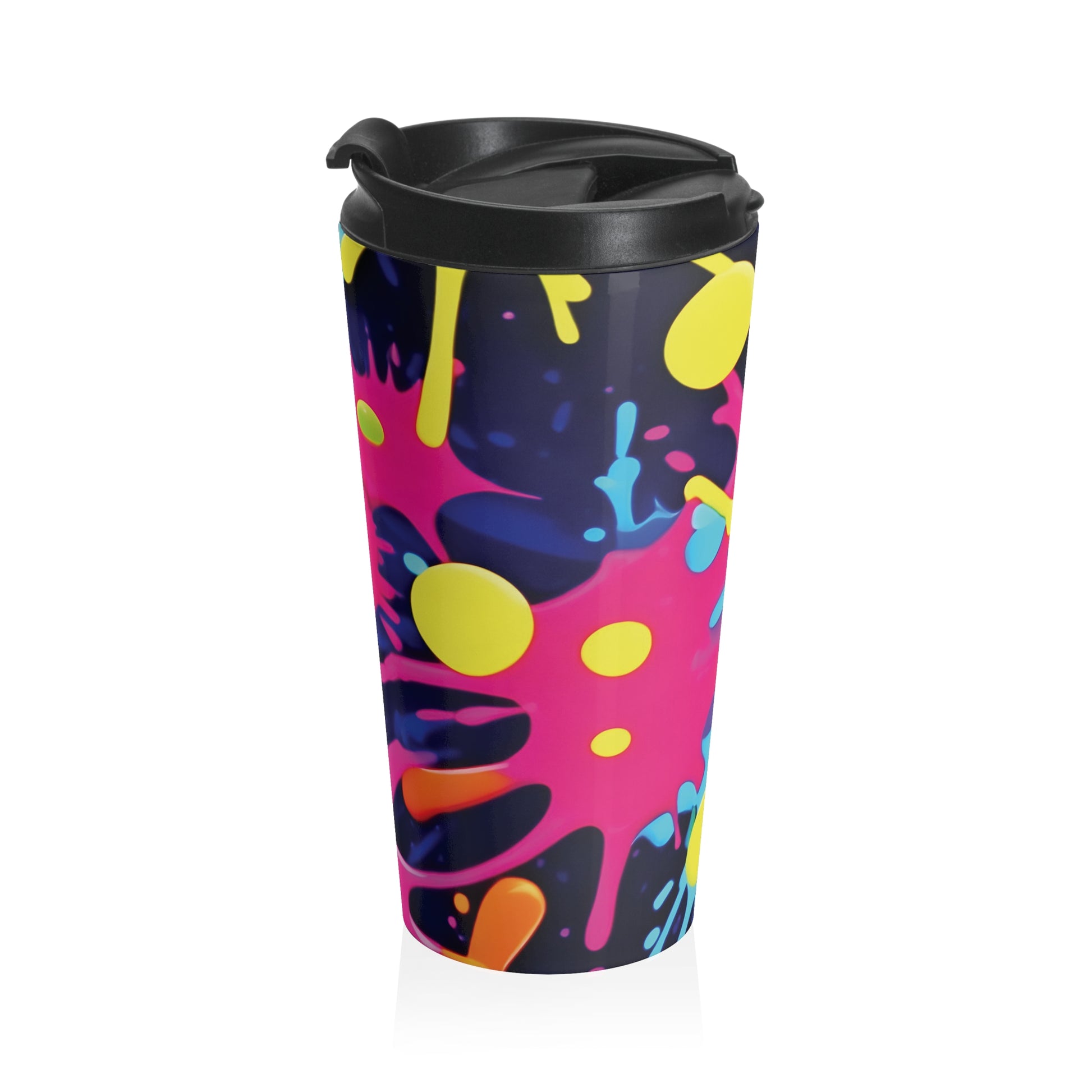Neon Paint Splatters Stainless Steel Travel Mug | Colorful Splash - AURABAGS SHOP