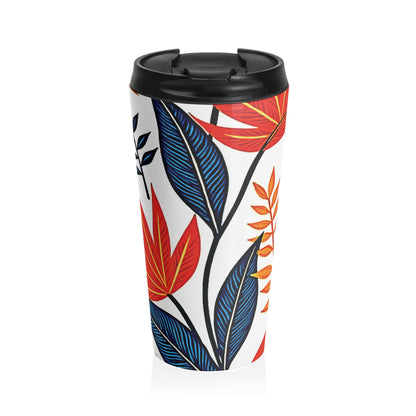 Autumn Leaves Floral Stainless Steel Travel Mug | Fall Leaf Pattern - AURABAGS SHOP