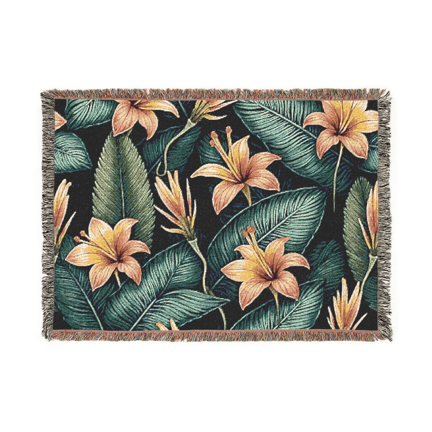 Tropenlilien-Webdecke – Blumenüberwurf für Wohnzimmer & Terrasse