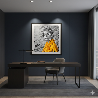 Yellow Scarf Portrait Digital Art - AURABAGS SHOP