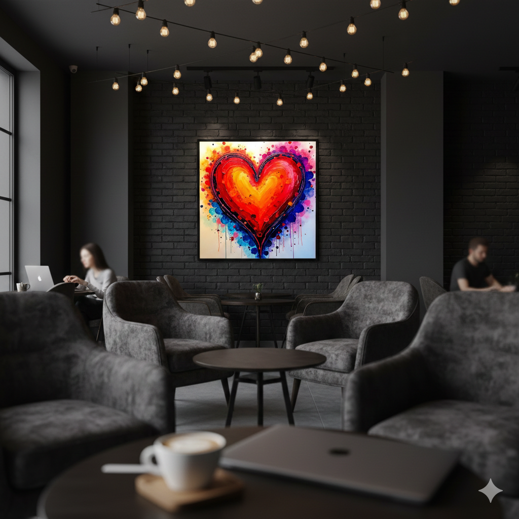 Vibrant Abstract Heart Digital Art - Colorful Watercolor Splatter Print - AURABAGS SHOP