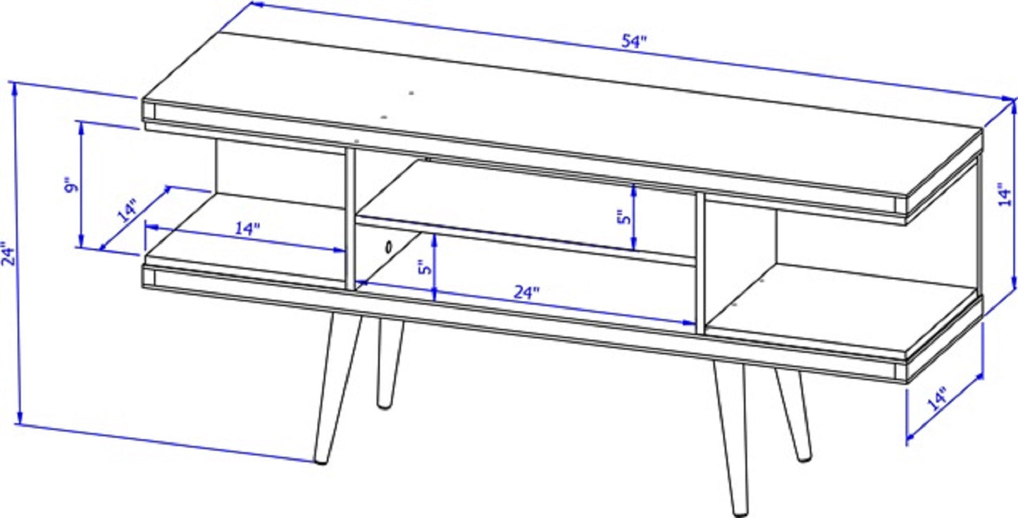Eureka Modern 53.14" TV Stand with 4 Shelves - White Gloss/Maple Cream