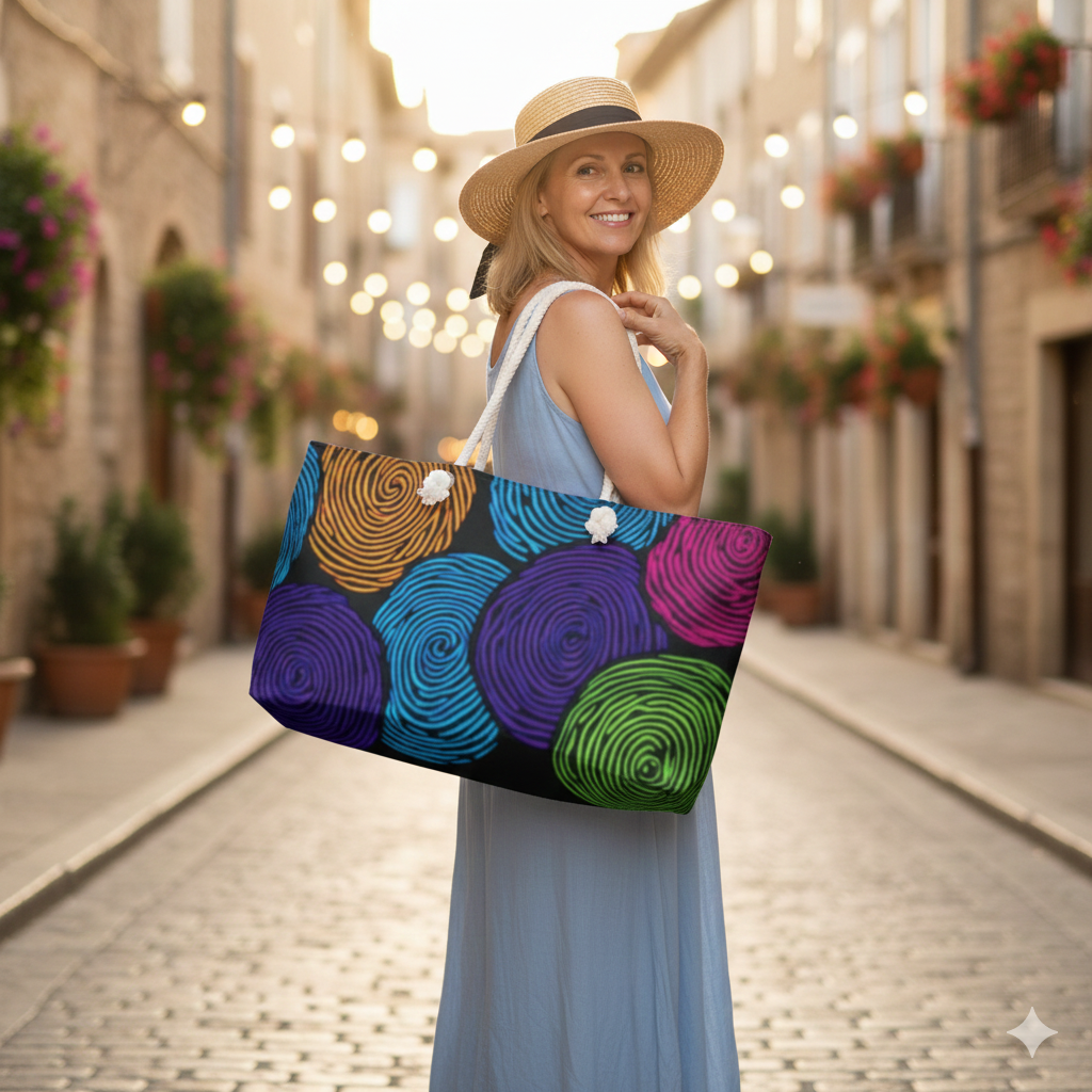 Colorful Swirl Circles Weekender Bag | Bright Abstract Pattern | Busy Mom Carryon | Mother Gifts - AURABAGS SHOP