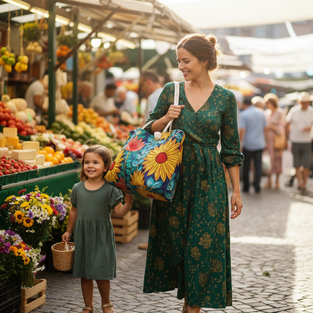 Sunflower Floral Weekender Bag | Bright Botanical Tote | Large Tote Bag | everyday mom bag | mom on the go bag - AURABAGS SHOP
