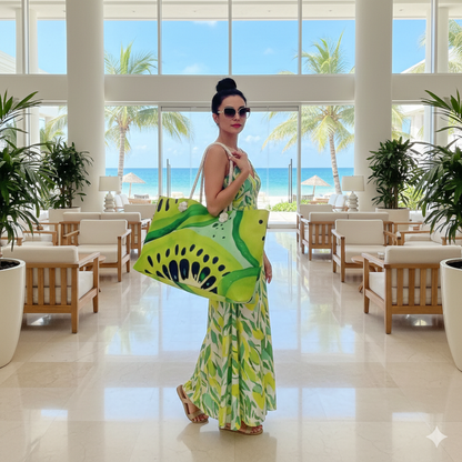 Kiwi Slices Weekender Bag | Tropical Fruit Beach Tote | Busy Mom Carryon - AURABAGS SHOP