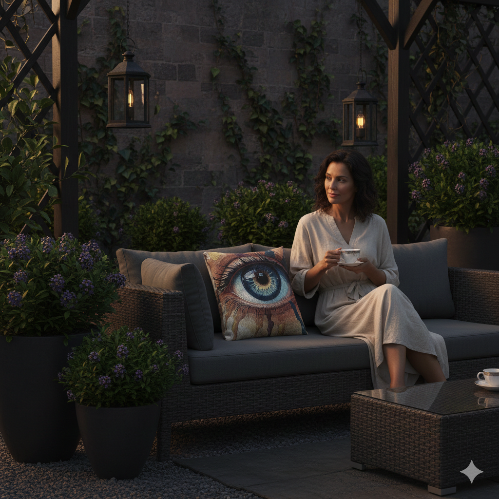 Blue Eye Artwork Woven Pillow | Surreal Eye Tapestry Throw Pillow - AURABAGS SHOP