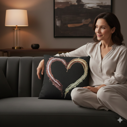 Iridescent Brushstroke Heart Pillow | Woven Pillow - AURABAGS SHOP