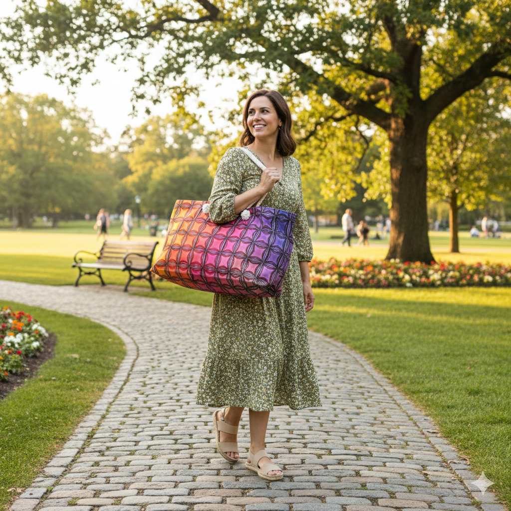 Colorful Geometric Tile Weekender Bag | Rainbow Gradient Pattern - AURABAGS SHOP