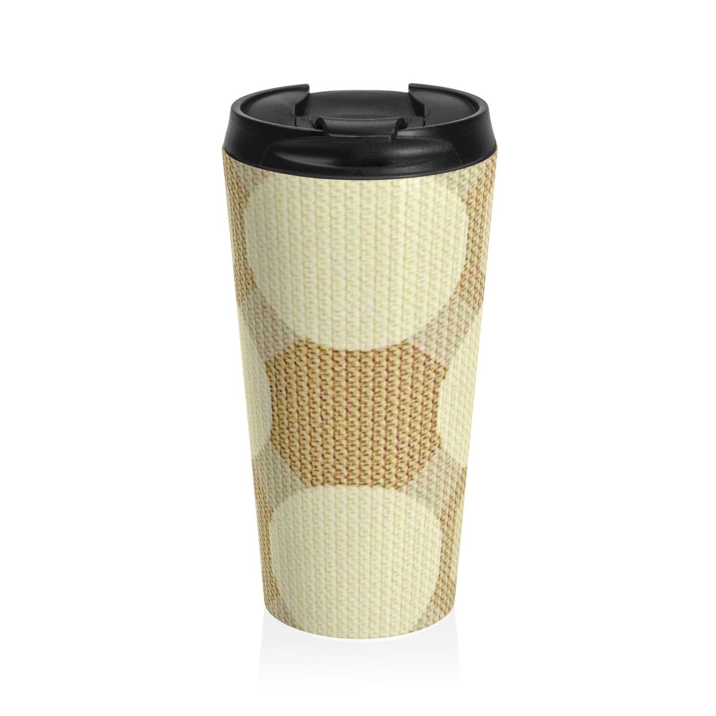 Cream & Beige Retro Polka Dot Stainless Steel Travel Mug - AURABAGS SHOP