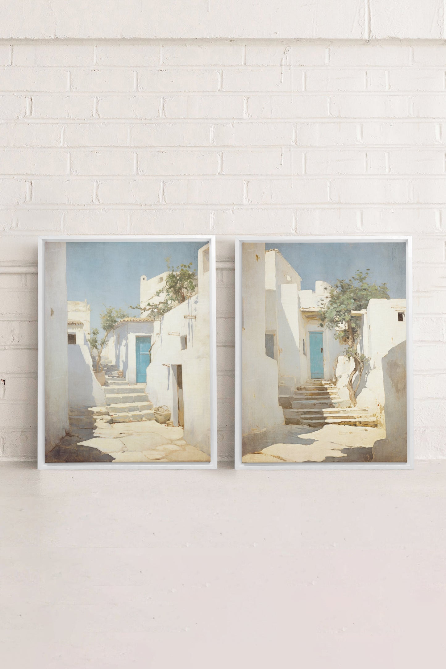 COMBINAISON VINTAGE GREEK VILLAS (2 Oeuvres sur toile étirée)