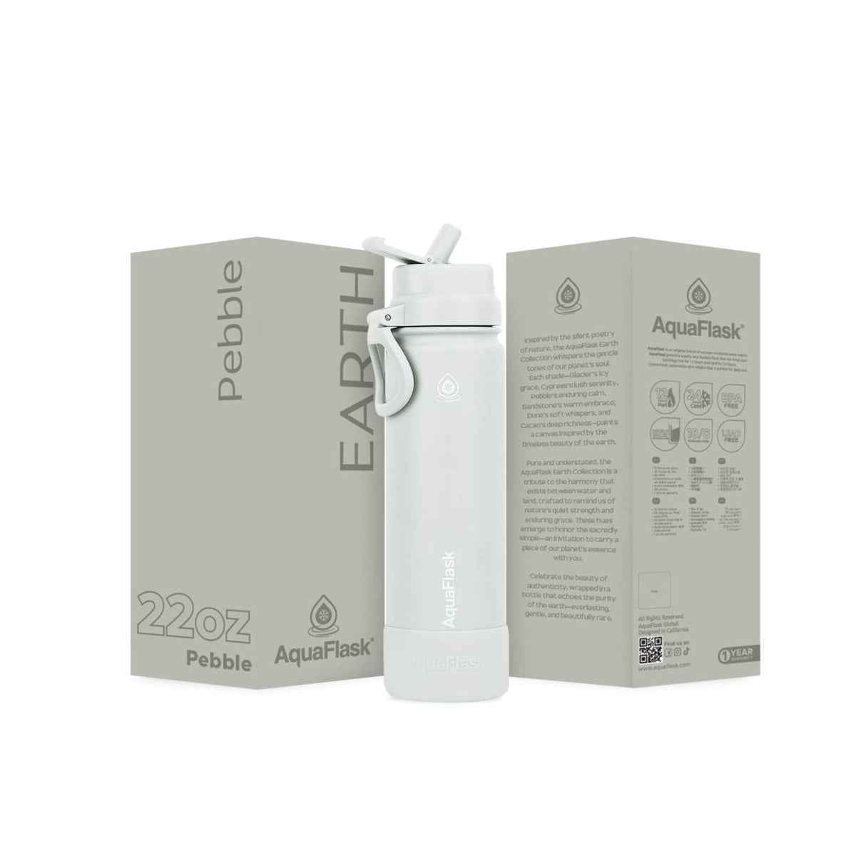 AquaFlask Earth Collection 22oz Stainless Steel Water Bottle – Insulated, Hot 12hrs Cold 24hrs