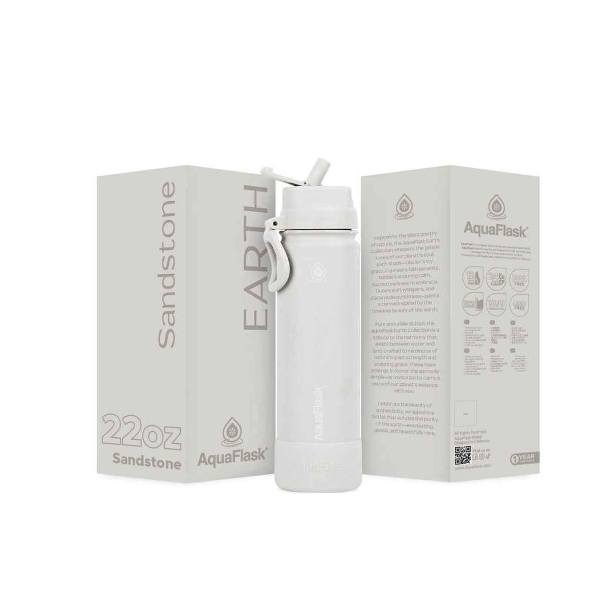 AquaFlask Earth Collection 22oz Stainless Steel Water Bottle – Insulated, Hot 12hrs Cold 24hrs