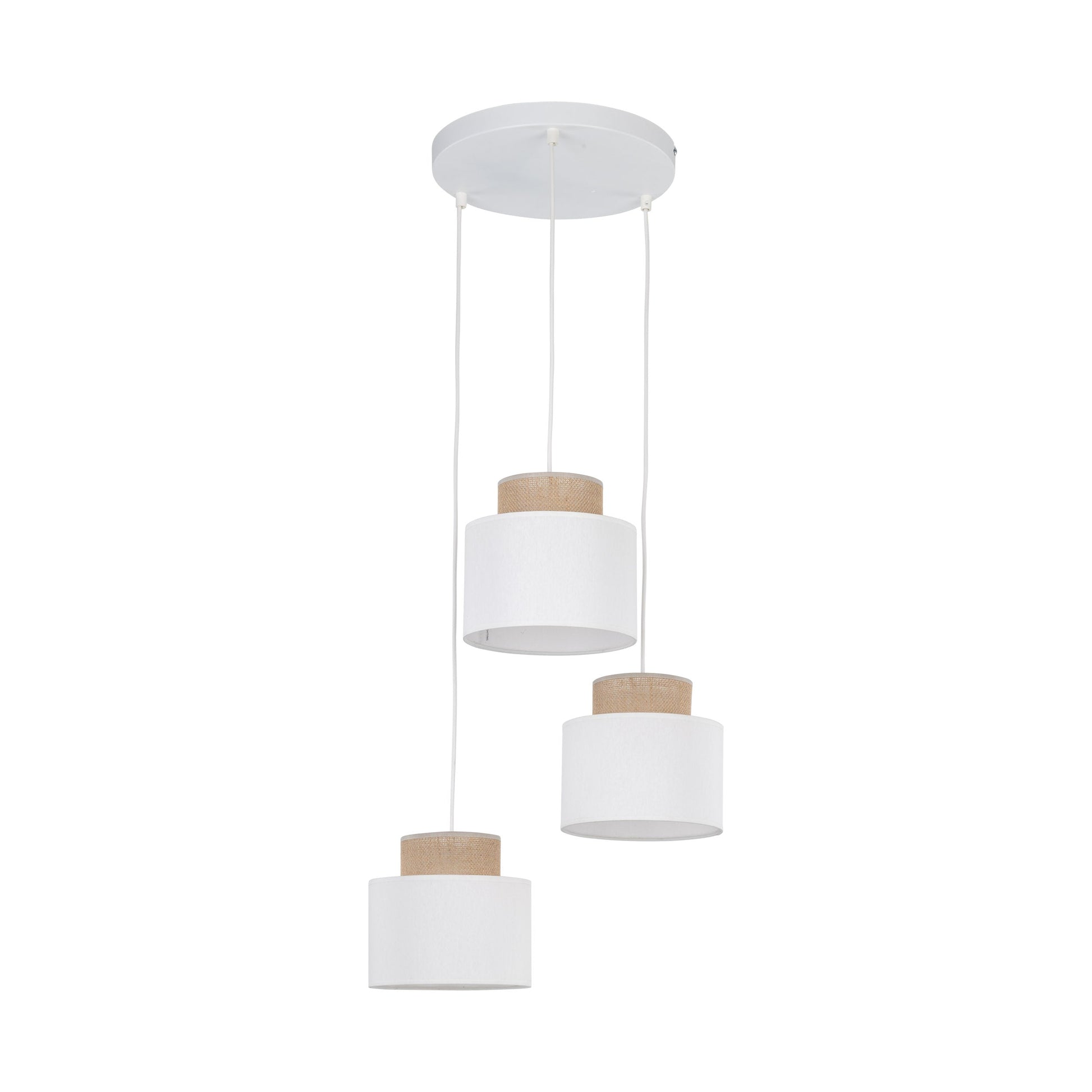 DUO White Jute Natural Pendant Light 3 - AURABAGS SHOP