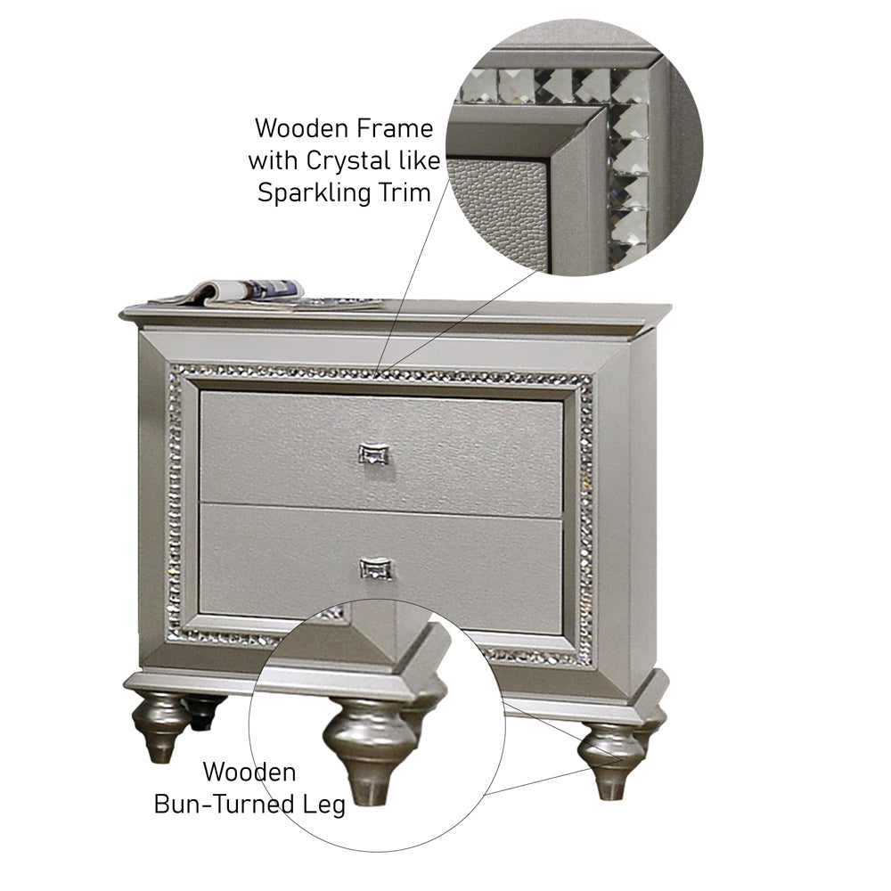 Muskan Glam LED Nightstand - Champagne