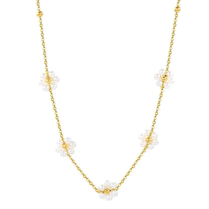 Floral Pearl Pendant Necklace