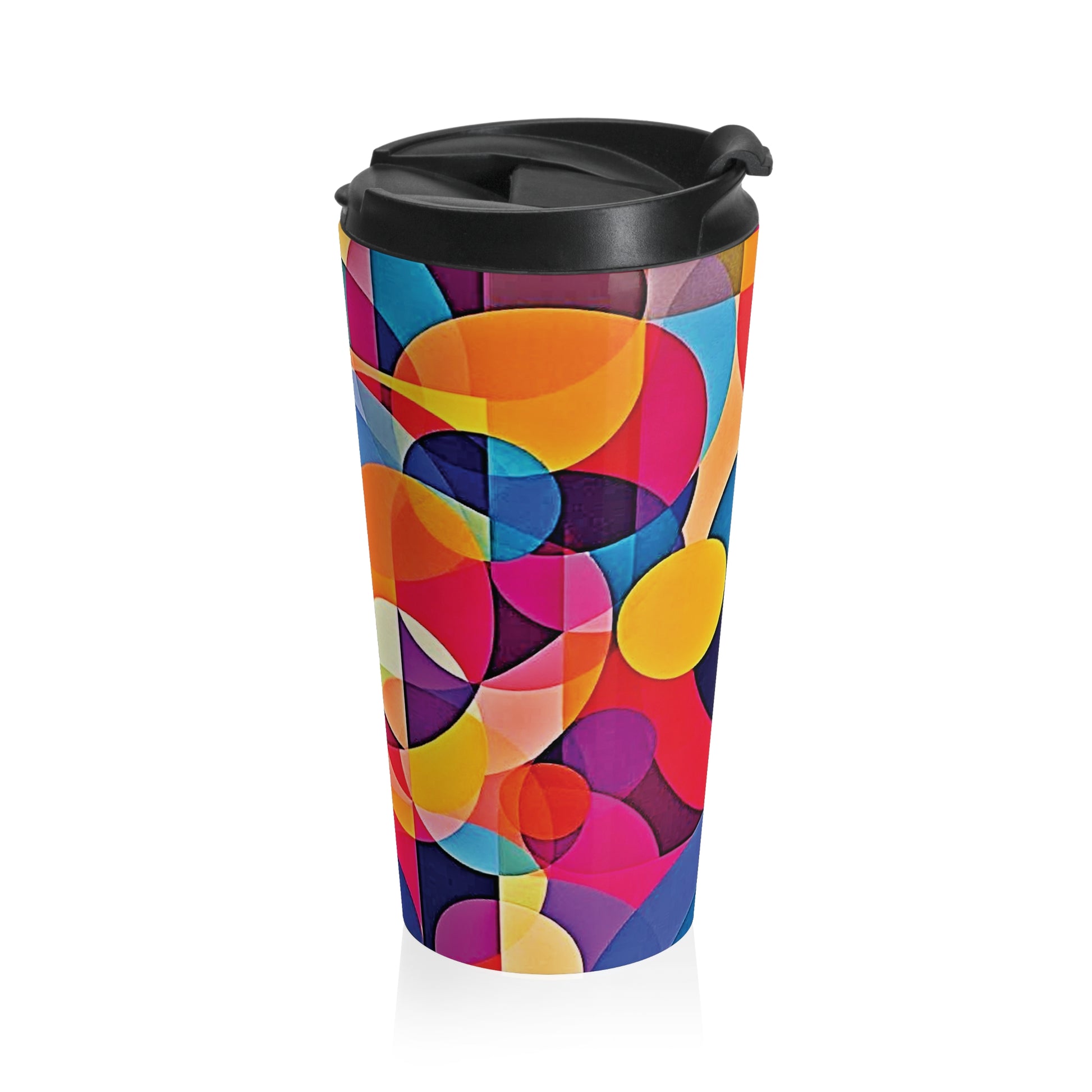 Colorful Geometric Stainless Steel Travel Mug — Modern Abstract Art Design - AURABAGS SHOP