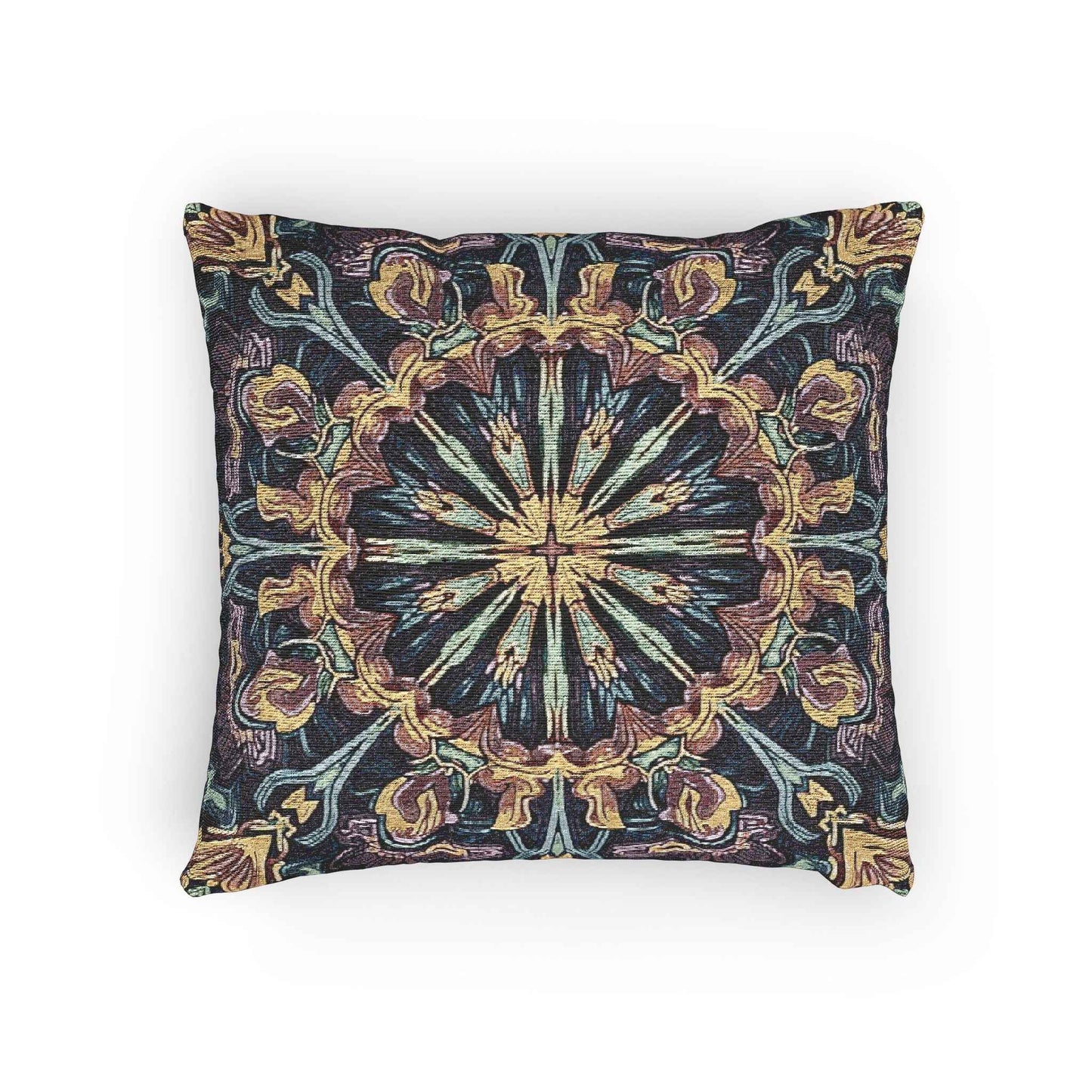 Geometric Mandala Woven Pillow | Boho Mosaic Throw Cushion
