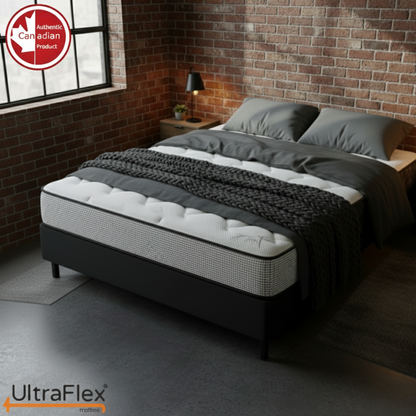 UltraFlex® DreamWeaver Mattress and BoxSpring Set Medium Firm Pocket Coil Hybrid Mattress – Canadian-Made Orthopedic Support with Cooling Gel Foam, Quilted Top, Breathable & Hypoallergenic Comfort, Edge Support & Motion Isolation