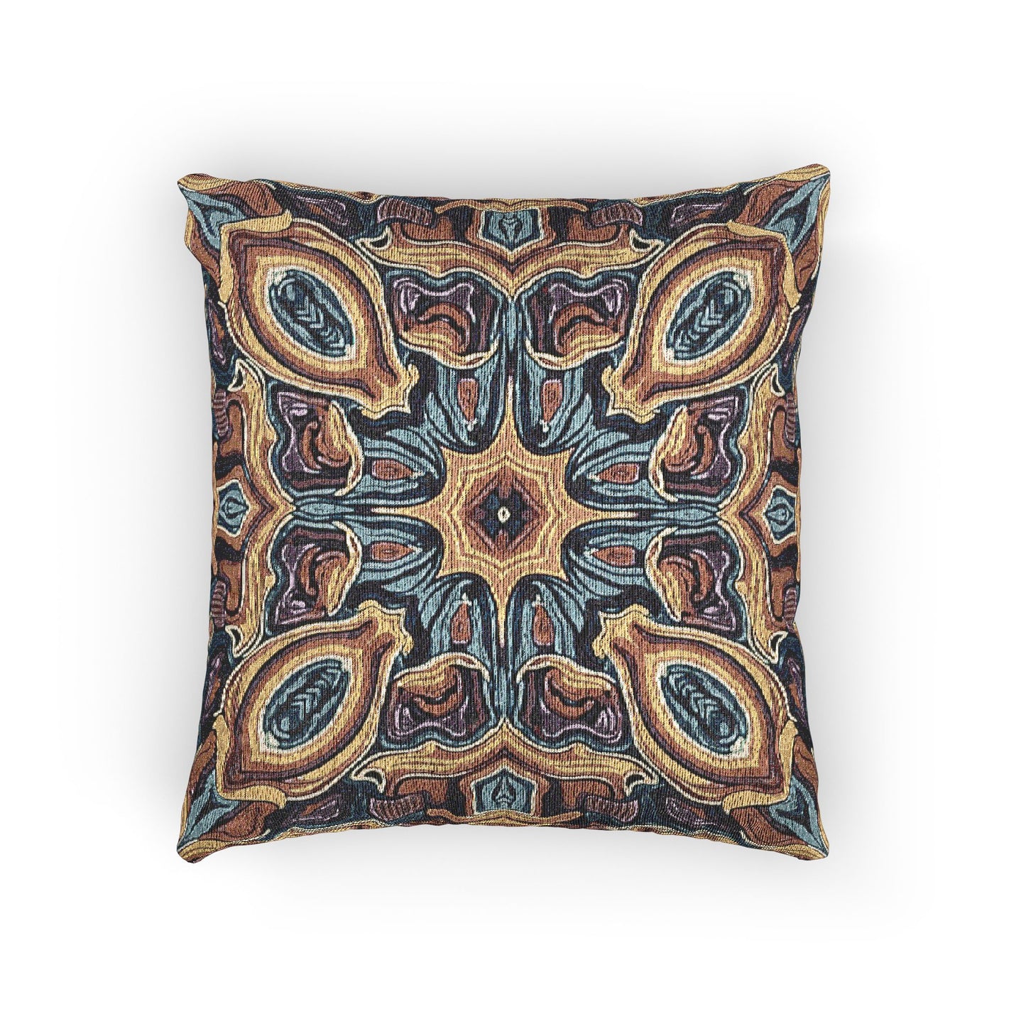 Bohemian Woven Pillow – Mosaic Medallion Decorative Throw Pillow