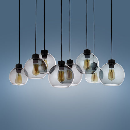 CUBUS Graphite Glass Scandinavian Pendant Light Fixture for Kitchen Island, Dining Room & Living Room (8-Light) - AURABAGS SHOP
