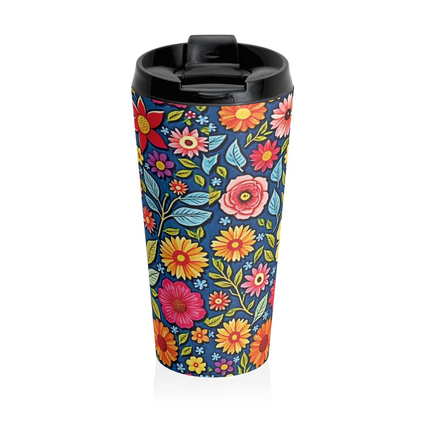 Colorful Floral Pattern Stainless Steel Travel Mug | Flower Travel Tumbler - AURABAGS SHOP