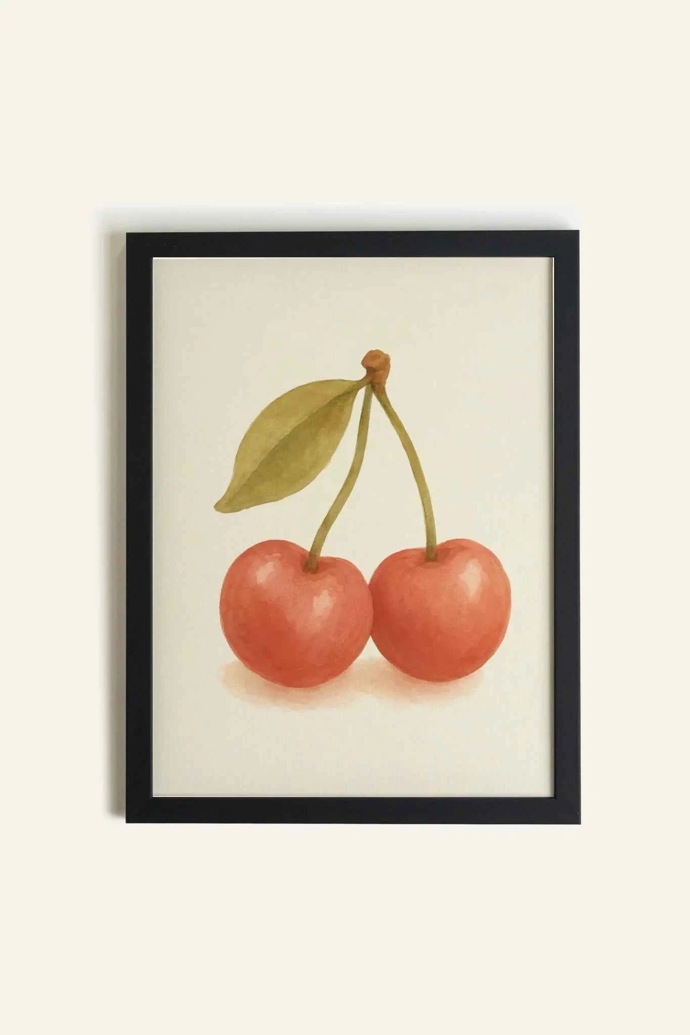 CERISES D'ÉTÉ, Oeuvre sur toile rigide, encadré Noir (collective)