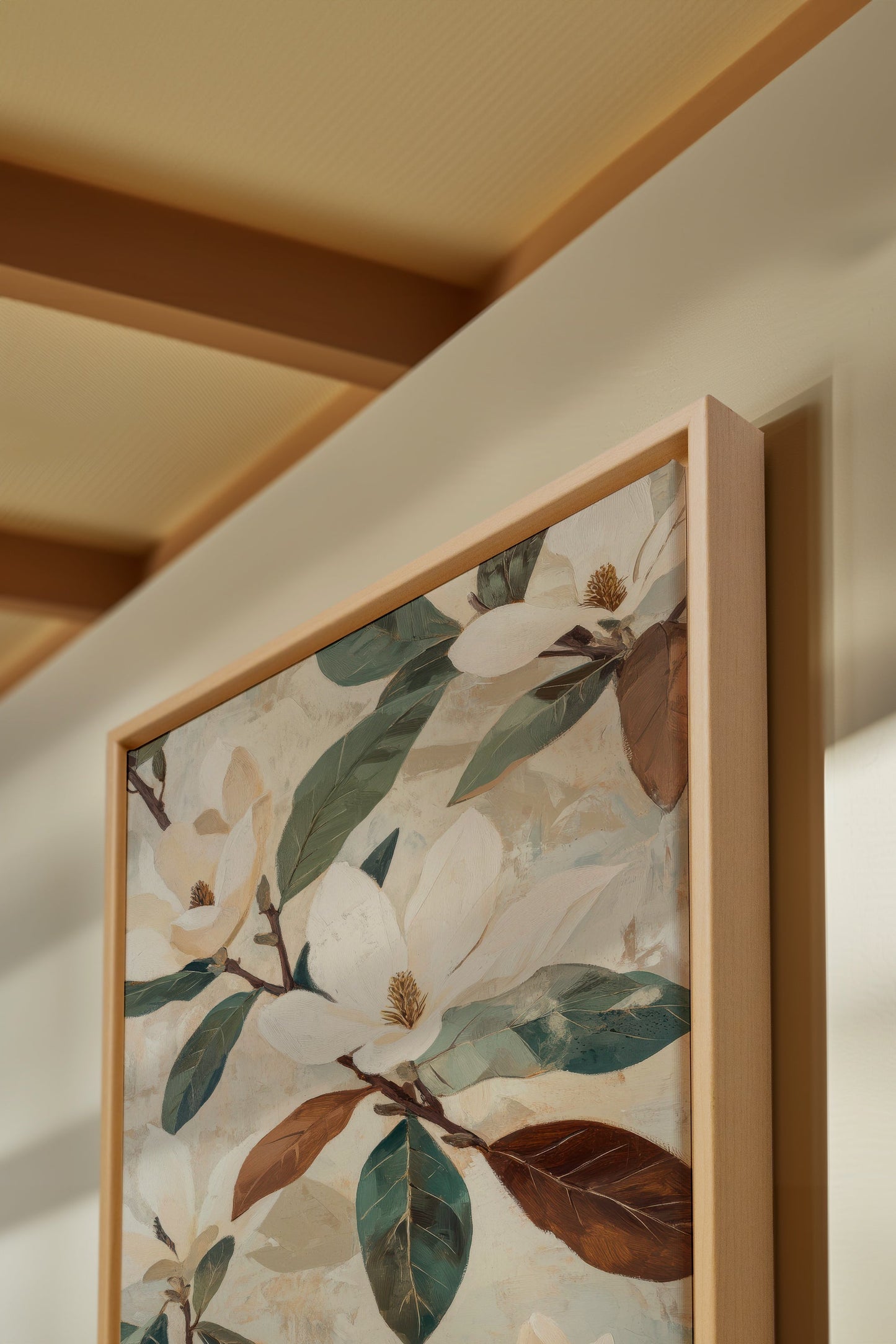 木蓮の開花、張りキャンバス作品