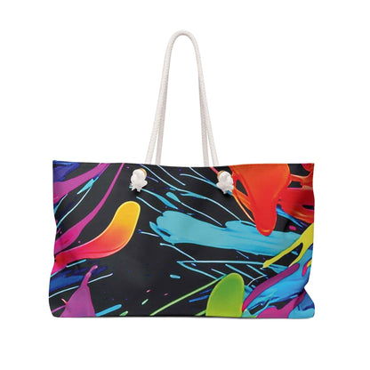 Neon Paint Splash Weekender Bag | Colorful Abstract Tote | Large Tote Bag