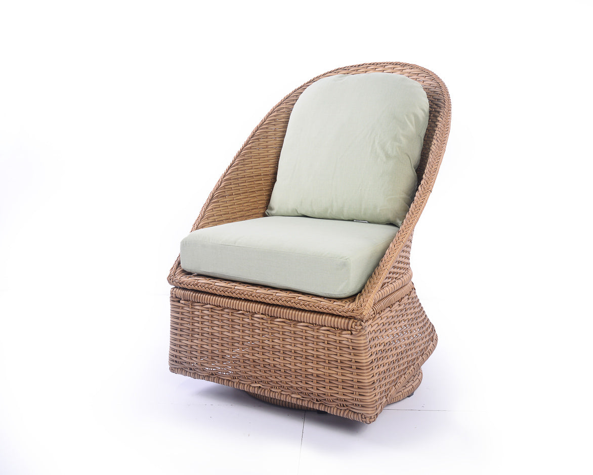 Emmett 3-Piece Wicker Outdoor Swivel Chair Bistro Set - AURABAGS SHOP