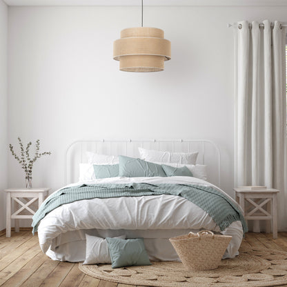 CALISTO JUTE Large Scandinavian Pendant Light for Bedroom, Living Room & Warm Natural Interiors