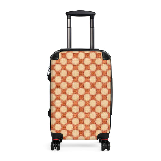 Retro Checkerboard Carry-On Suitcase — Vintage Orange Travel Luggage